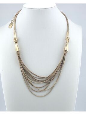 Vintage Anne Klein Gold Tone Multi-Strand Chain Necklace 18-21" adjustable
